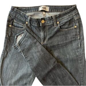 PAIGE Women's Dark Wash Pointed Hem Skinny Jeans Size 27 Edgy Moto Premium Denim